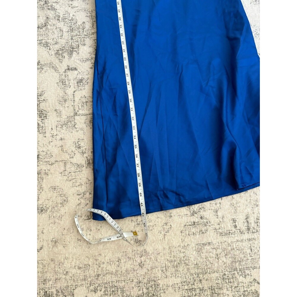 Lulus Effortless Bliss Royal Blue Satin Strapless Cowl Back Midi Dress Small NWT - Picture 6 of 8